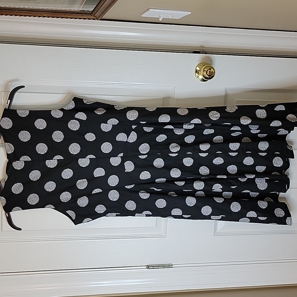 Nine West Black Dress 10 White Polka Dots - Picture 4 of 4